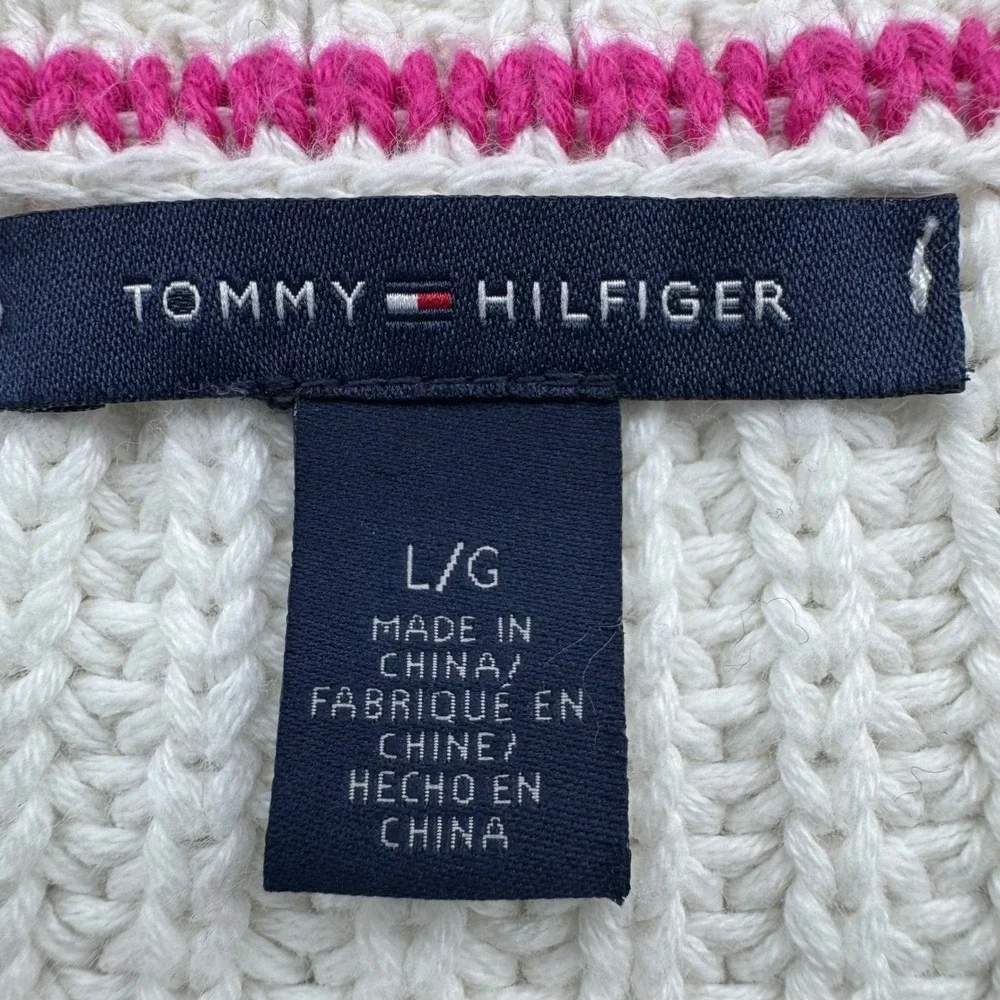 Tommy Hilfiger‎ Women's L Cream Cable Knit Sweater Long Sleeve Classic Winter